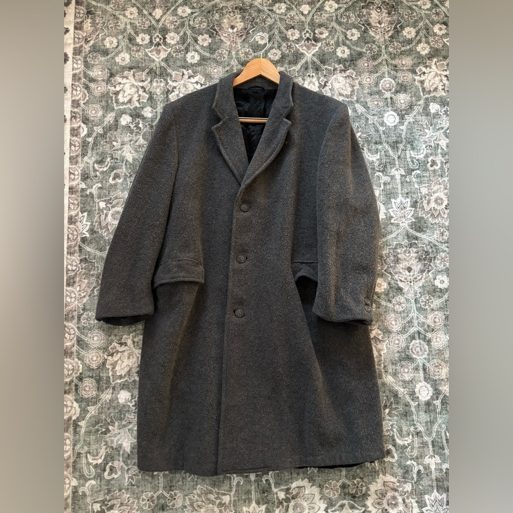WM. H. Leishman Men's Gray Wool and Cashmere Trench Coat XL/XXL Made in Canada
